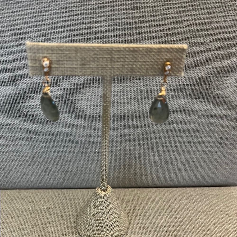 Elegant Gold and Green Aquamarine Drop Earrings 14K Vermeil